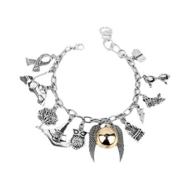 Imagem de Pulseira De Liga Metálica Com Pingente De Coruja, Varinha De Carro E S