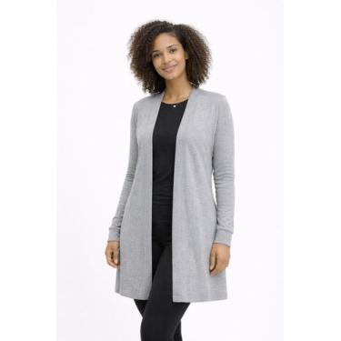 Imagem de Cardigan (Kimono) Visco Slim Melange Cor:CinzaTamanho:M - Flor de Paul