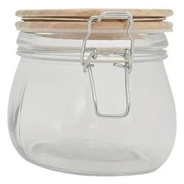 Imagem de Pote mantimentos vd23025 vitreo 500ml hermetico vidro tp madeira mimo 
