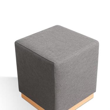 Imagem de Puff para Sala de Estar Linho 47x50cm Leti Cinza