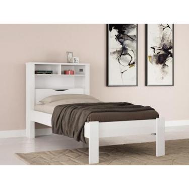 Imagem de Cama de Solteiro Madeira Com Baú Invicta Santos Andirá Branco - SANTOS