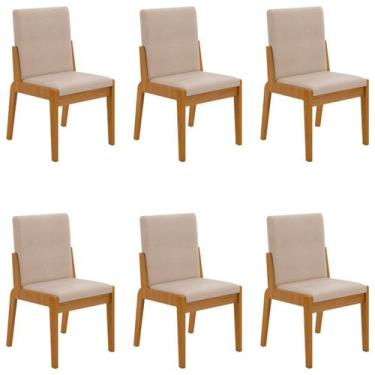 Imagem de Conjunto de 6 Cadeiras Sinfonia com Estofado em Linho - Loja DoceLar, 