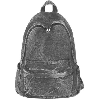 Imagem de Mochila jeans de grande capacidade retrô preta 0,65 kg