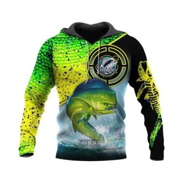 Imagem de Moletom Masculino Camuflado Com Capuz Para Pesca, Estampa 3D De Peixe 