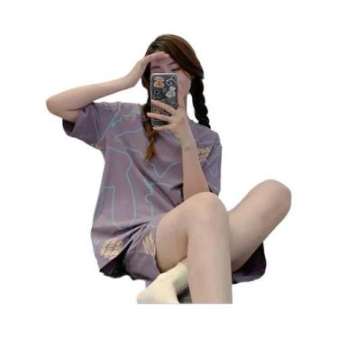 Imagem de Pijamas De Verão Em Tamanho Grande Para Mulheres, Conjunto De Roupa De