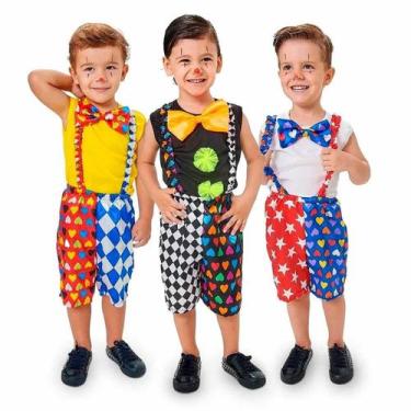 Imagem de Fantasia Palhaço Colorido Infantil Completa Para Carnaval - Fantasias 