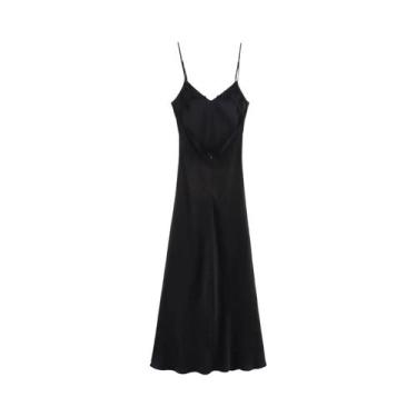 Imagem de Vestido Cami Sexy De Cetim Sem Alças E Sem Mangas Para Mulheres, Ajust