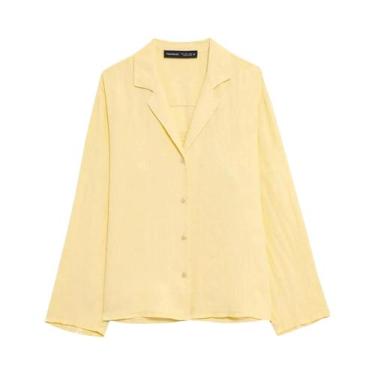 Imagem de Conjunto Feminino Casual Amarelo Manteiga Primavera Verão: Camisa E Sh