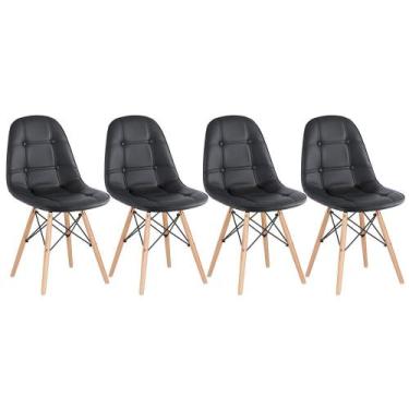 Imagem de Laraz Home Decor, Kit 4 Cadeiras Estofadas Eames Eiffel Botonê - Madei