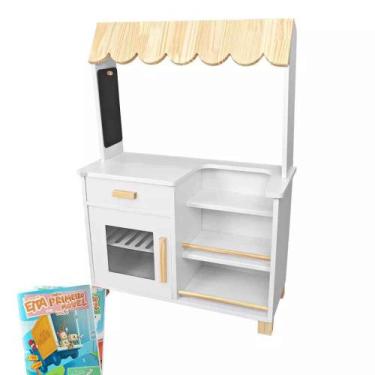 Imagem de Mercadinho Infantil de Madeira - Branco Kit Livro Educativo - Eita