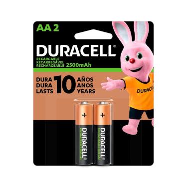 Imagem de Pilha Recarregável AA Duracell AA 2500MAH Nimh com Tecnologia Duralock Cartela com 2 Pilhas