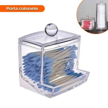 Imagem de Organizador para Algodão e Cotonetes Porta Cotonete em Plástico Acrílico com Tampa para Banheiro Transparente OEM