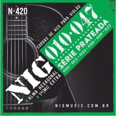 Imagem de Encordoamento Cordas Nig N420 010 Prateada Violão Aço