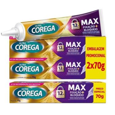 Imagem de Kit 3 Creme Fixador Ultra Corega Creme Sem Sabor 70g