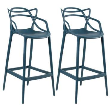 Imagem de Kit 2 Banquetas Laráz Master Allegra 76 cm - Azul petróleo - Laraz