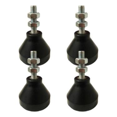 Imagem de Kit 04 Pçs Amortecedor Pé Nivelador Sapata Borracha M10 Carga 400Kg - 