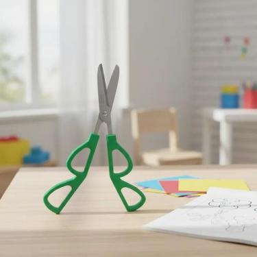 Imagem de Tesoura Adaptada Escolar Duplo Controle e Treinamento para Deficientes