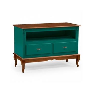 Imagem de Rack Linz 2 Gavetas 75 x 120 x 40 (A x L x P) - Cor Verde Musgo/Imbuia Glazer