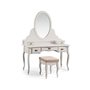 Imagem de Penteadeira Louvre Com Banqueta Pés Luis XV 177 x 136 x 45 cm (A x L x P) - Cor Offwhite