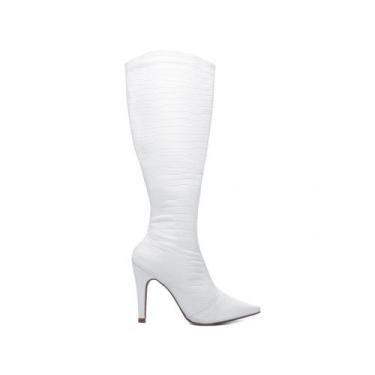 Imagem de Bota Feminina Salto Alto 10cm Napa Croco Confortável com Zíper - Torri
