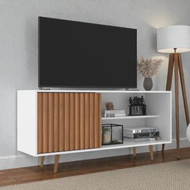 Imagem de Rack TV San Diego J Carvalho p TVs até 55 136cm Branco e Freijó 1 Port