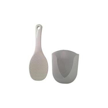 Imagem de Colher Pá Plastica De Arroz E Suporte Com Ventosa Cor do cabo:Creme - 