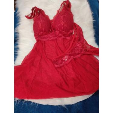 Imagem de Camisola com calcinha em renda - tamanho P- Vermelha - Mellookbh 