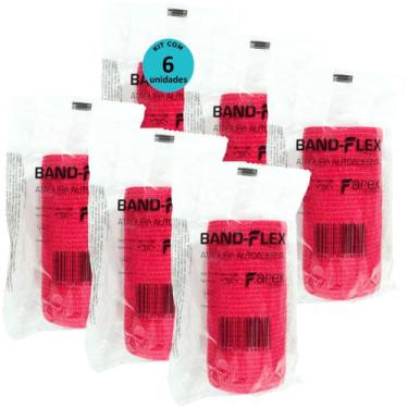 Imagem de Atadura 10cm Vermelha Band-Flex Autoadesiva Para Animais Farex Kit Com