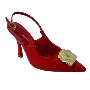 Imagem de Sapato Scarpin Slingback Casula Feminino Vizzano 1464302 Vermelho, 36