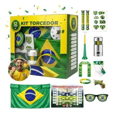 Imagem de Kit Torcedor Brasil Premium Com Bandeira E Tinta Facial - GBGSTORE