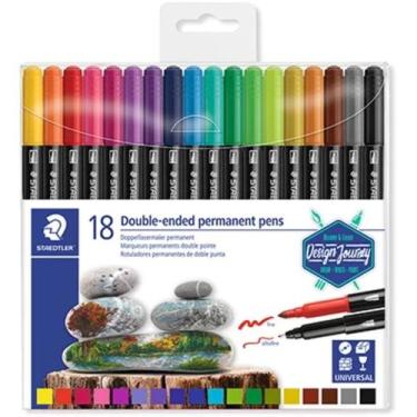 Imagem de Caneta Permanente Staedtler Ponta Dupla 18 cores