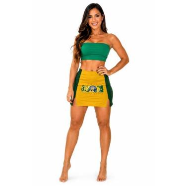 Imagem de Saia Torcida Brasil Adulto Jogos Copa do Mundo Seleção Verde e Amarela