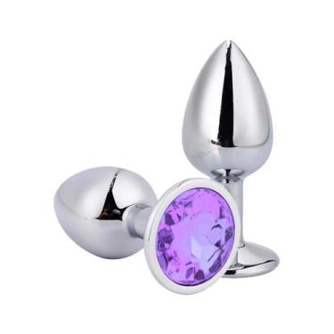 Imagem de Plug Anal de Aço com Joia Sexshop Fetiche Prazer - MEAME, LILAS, 9,5CM
