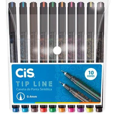 Imagem de Estojo CiS Tip Line c/10 Canetas Ponta Sintética 0.4mm Hidrográfica