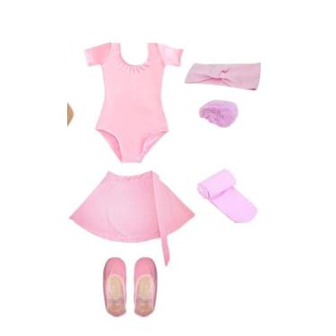 Imagem de Ballet kit 6 peças (colant manga curta + saia + meia-calça + sapatilha