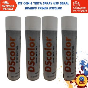 Imagem de Tinta Spray Uso Geral Branco Primer DSColor - Kit com 4 unidades - DS 