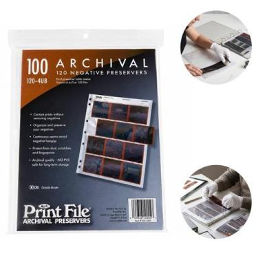 Imagem de Kit 100 Folhas Porta Negativos 120mm Fotográficos Print File - greika