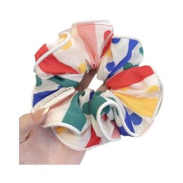 Imagem de Laço De Cabelo Elástico Grande Com Estampa Da Moda Coreana Para Mulher