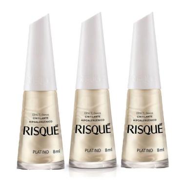 Imagem de Kit 3 Esmalte Risqué Cintilante Platino com 8ml
