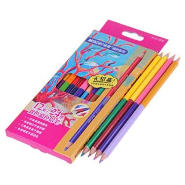 Imagem de Lápis de cor de cabeça dupla 12 = 24 cores, lápis de cor de pintura