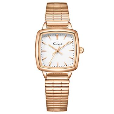 Imagem de Relógio de pulso feminino elegante analógico de quartzo com pulseira de aço inoxidável para presentes de Dia dos Namorados, ouro rosa