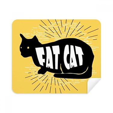 Imagem de Pano de limpeza natural com contorno de gato preto limpador de tela 2 peças tecido de camurça