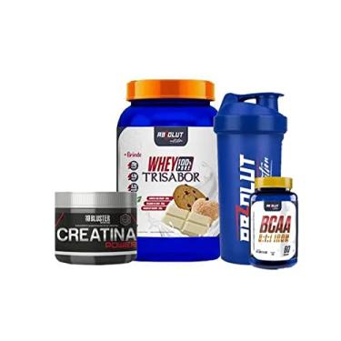 Imagem de COMBO WHEY TRISABOR + CREATINA + BCAA + COQUETELEIRA Abslout Nutrition (Beijinho/Cookies/Chocolate BC)