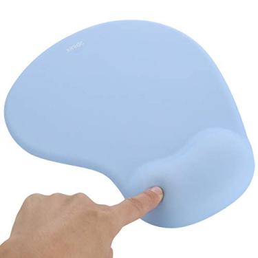 Imagem de xinidc Mouse pad ergonômico para computador com suporte para descanso de pulso, mouse pad para alívio da dor com base de poliuretano antiderrapante para estudo de escritório em casa (azul)