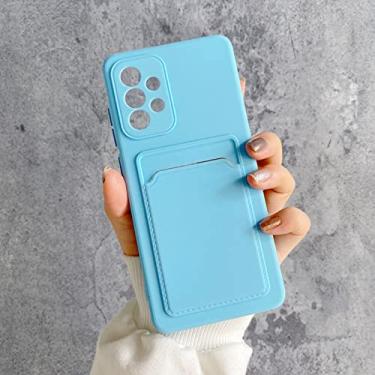 Imagem de Estojo de bolso de cartão para Samsung Galaxy A52 A72 A32 A12 A13 A33 A53 A73 M52 A22 A02S A03S A42 A51 A71 Capa de doces de silicone macio, azul claro, para A53 5G 2022