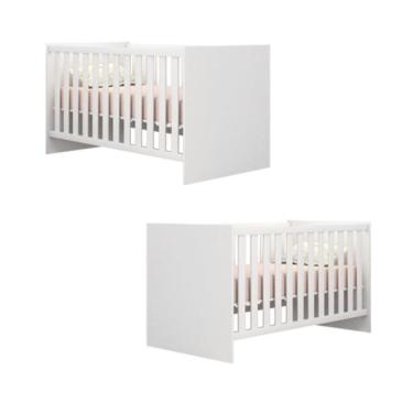 Imagem de Kit Berços Gemeos 2 em 1 Americano sem Rodízios Linha Doce Sonho Qmovi