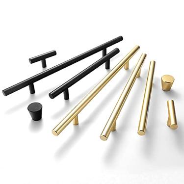 Imagem de 2 Puxador de armário preto Matte Puxador de armário de cozinha em liga de alumínio dourado Puxadores de armário de cozinha para diversos estilos Gaveta de armário de cozinha Puxador de porta de armário (500mm(19.7in), Ouro)
