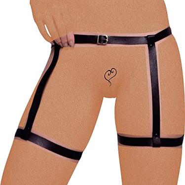 Imagem de Arreio Cinta Liga Couro Eco Preto Arnês Feminino Especial inNamorata Coleção SexNight Lingerie