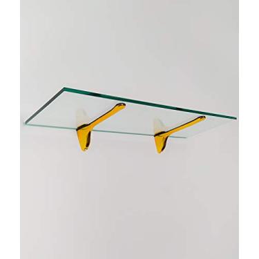 Imagem de Prateleira de Vidro Para Sala Cozinha Suporte Pelicano Dourado