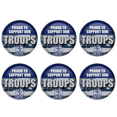 Imagem de Beistle 6 peças suportam nossos pinos de crachá com botão de pino para 4 de julho decorações patrióticas materiais e lembrancinhas para festa do dia da independência, 5 cm, azul/cinza/branco